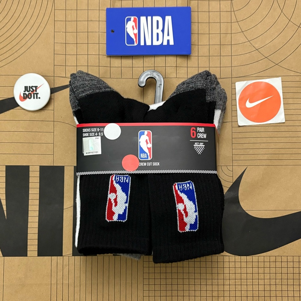 NBA basketball cushioned crew Socks 6 pair
